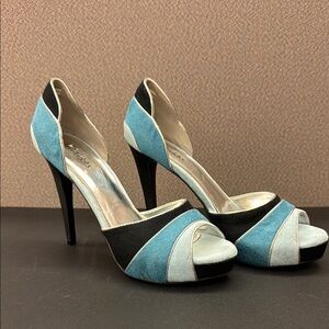 Frederick's of Hollywood Blue and Black Elegant Heels